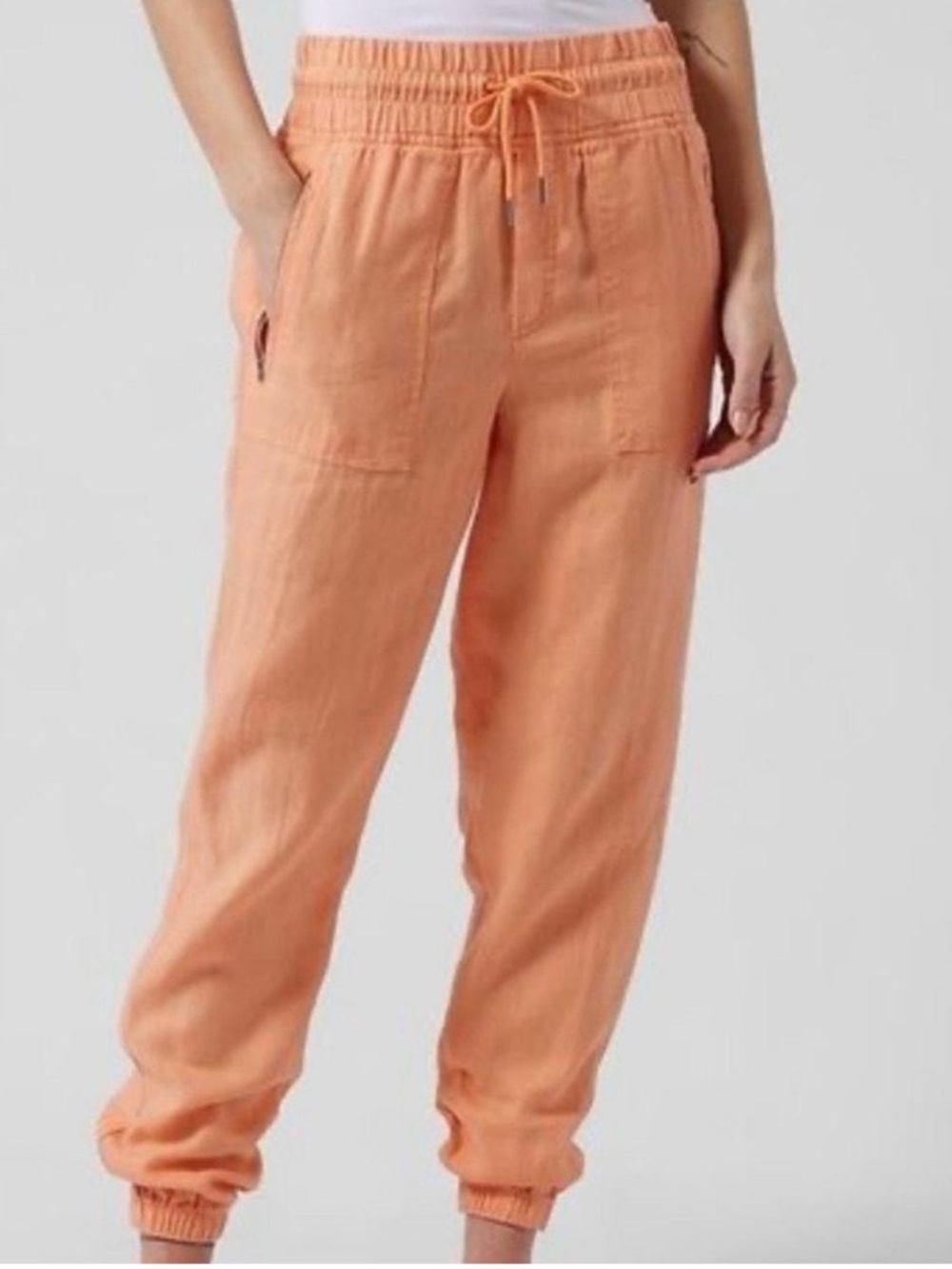Athleta pastel orange Cabo linen Jogger, 8, NWT!